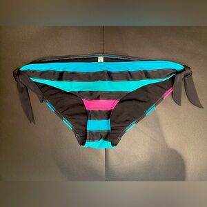 NWOT La Vie En Rose Aqua Striped Bikini Bottom